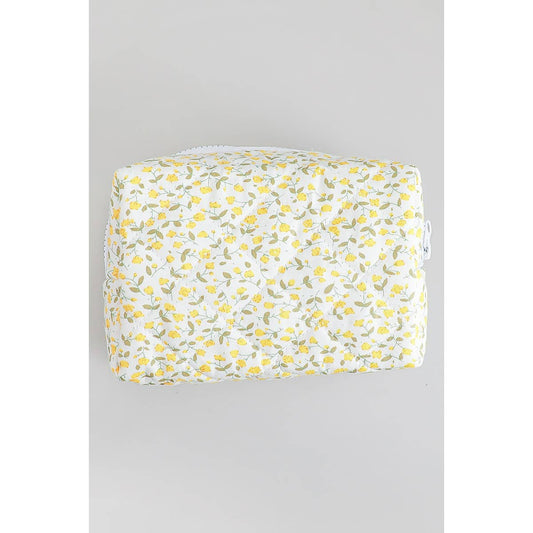 QUILTED FLORAL MAKEUP POUCH