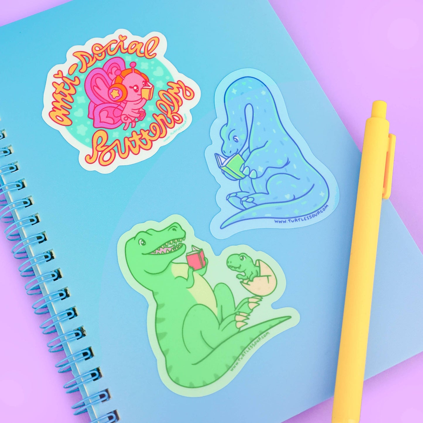 Reading T-Rex Dinosaur Bookish Vinyl Sticker