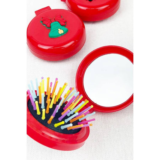Christmas Theme Round Mirror with Pop Up Brush