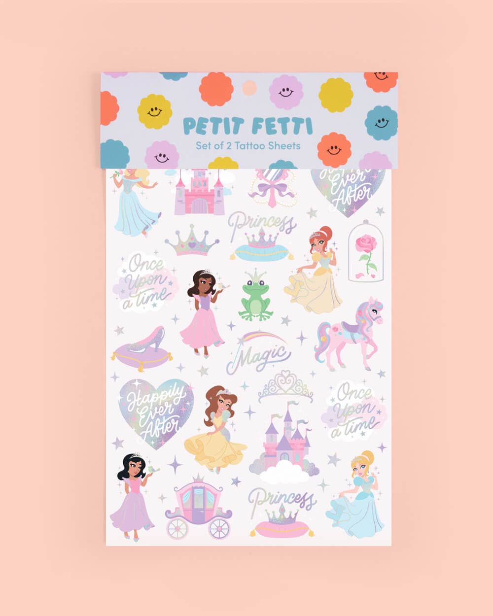 Pastel Princess Party Foil Kids Temporary Tattoos,Bday Favor