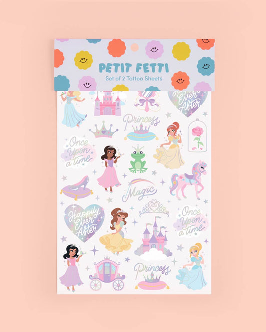 Pastel Princess Party Foil Kids Temporary Tattoos,Bday Favor