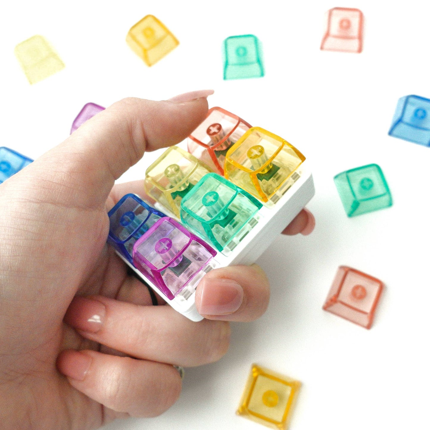 6 Key Rainbow Rocks: Mechanical Keyboard Fidget Keychain