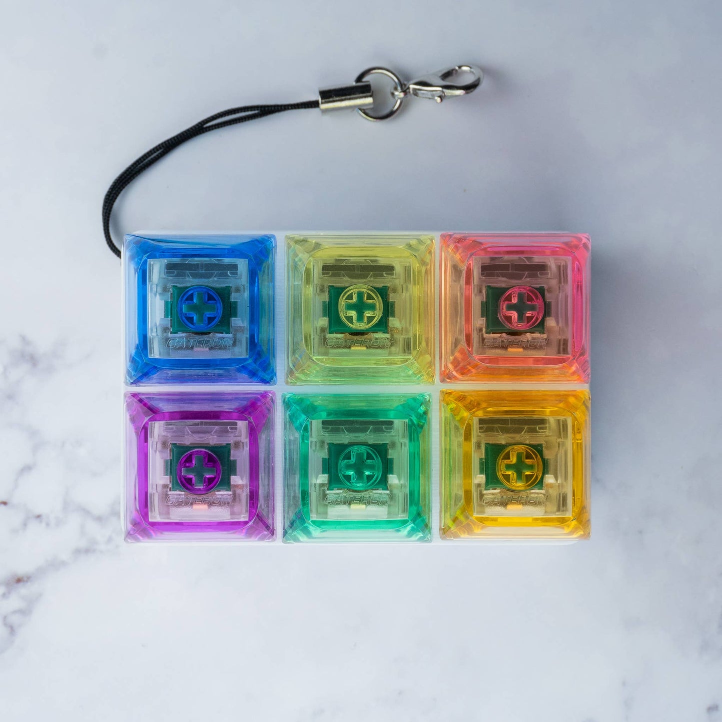 6 Key Rainbow Rocks: Mechanical Keyboard Fidget Keychain
