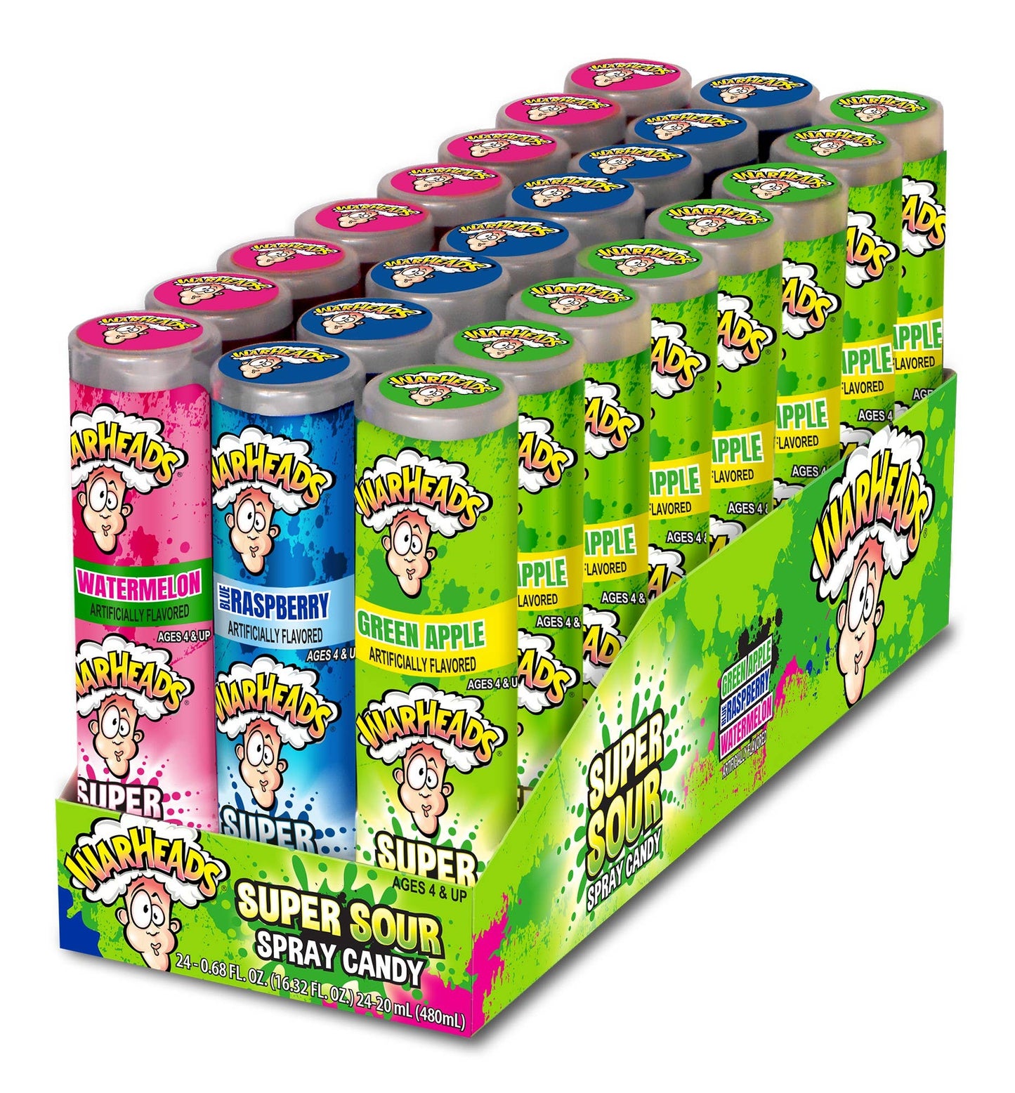 Warheads Super Sour Spray, Spray Candy, 24 Count