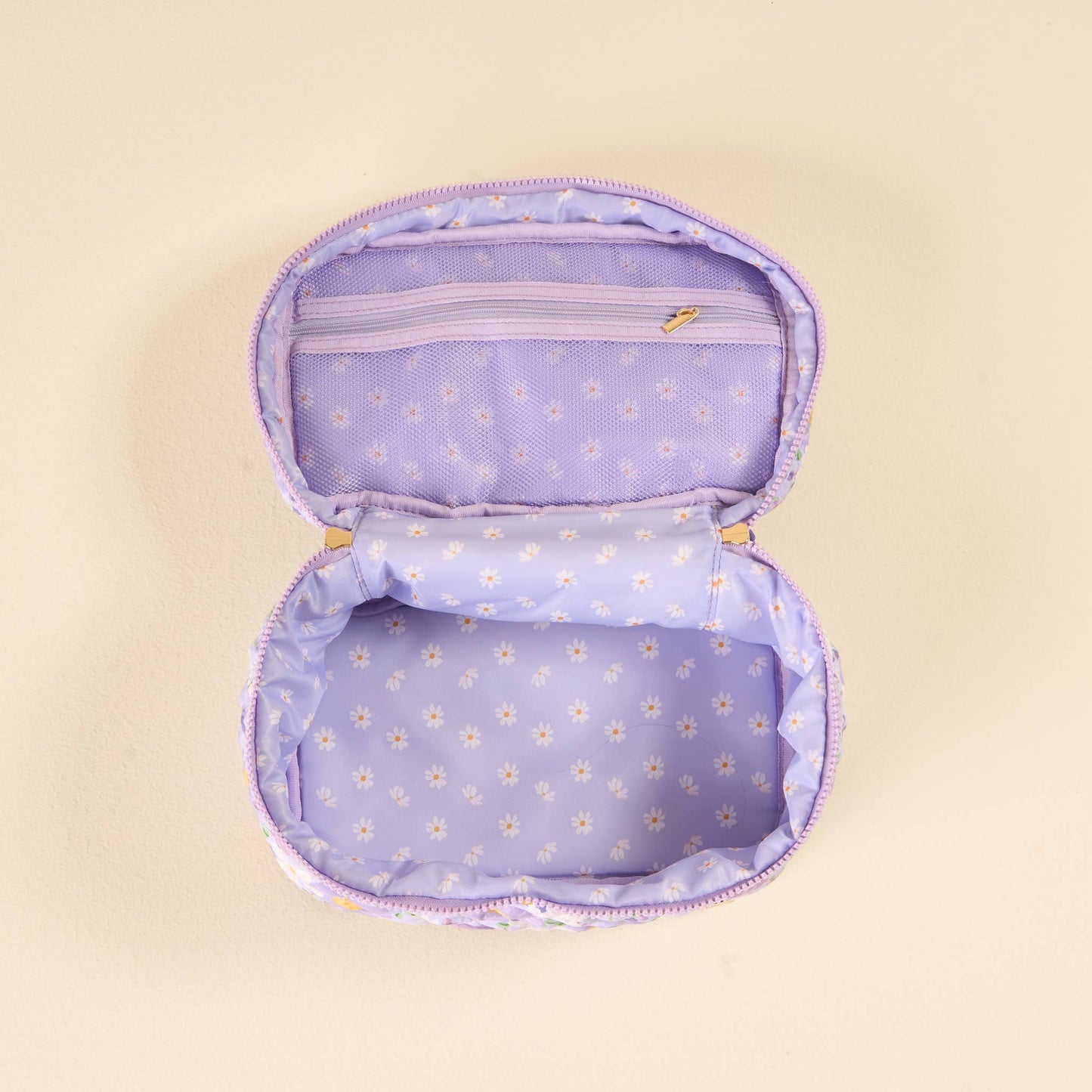 Glam & Go Quilted Cosmetic Bag-Bouquet Beauty Purple