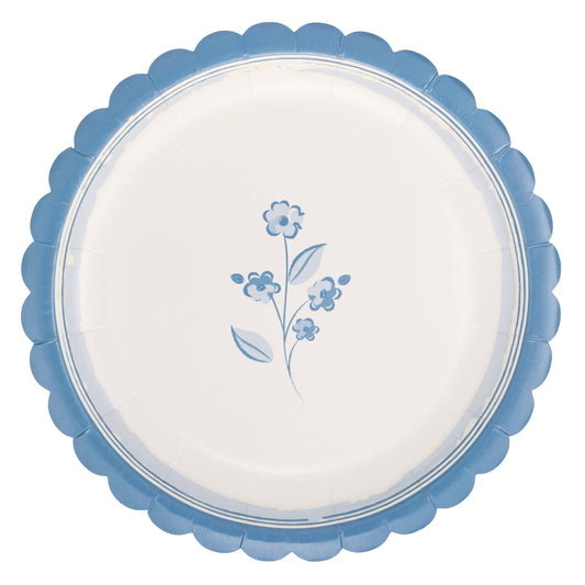 Round Blue Flower 8" Plate