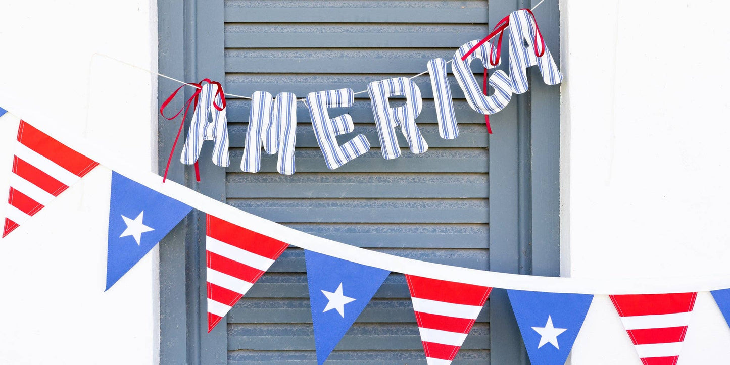 HAM1204 - America Ticking Linen Puffy Banner
