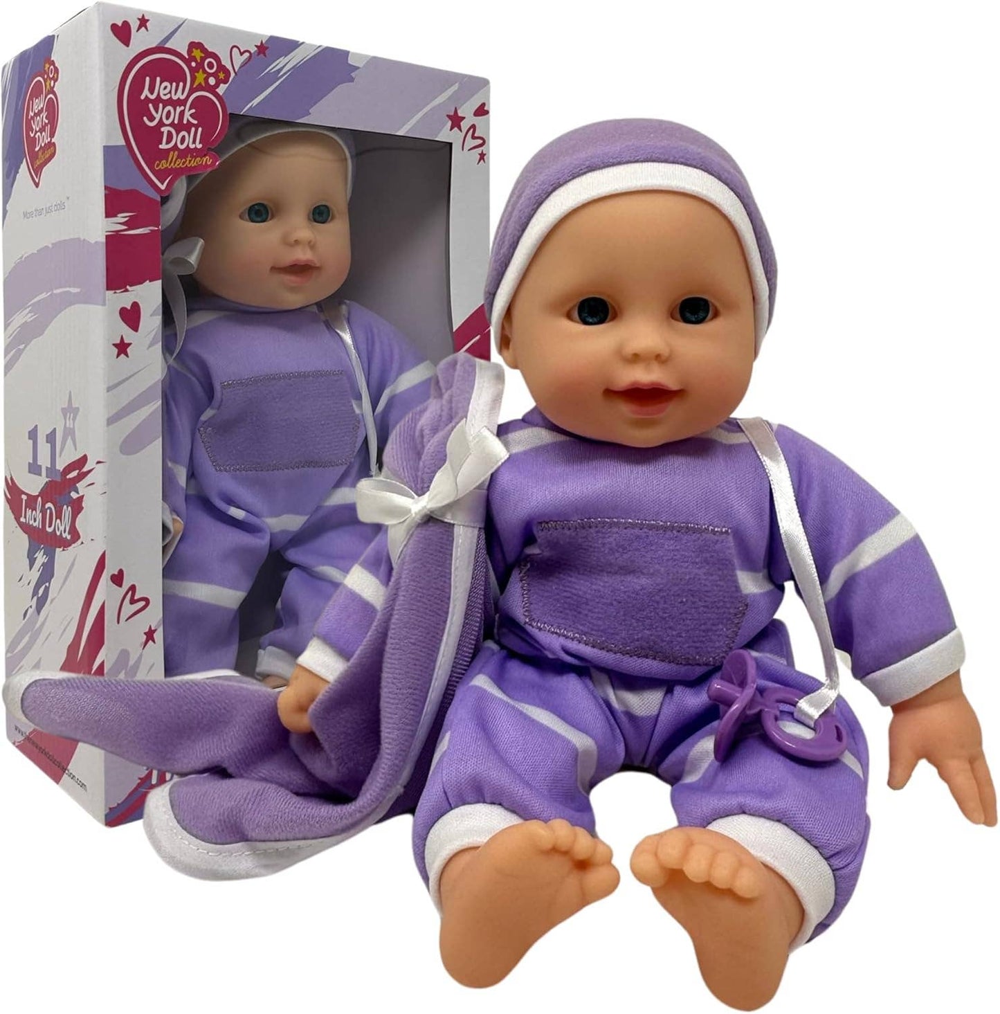The New York Doll Collection 11" Doll Striped W/ Pacifier