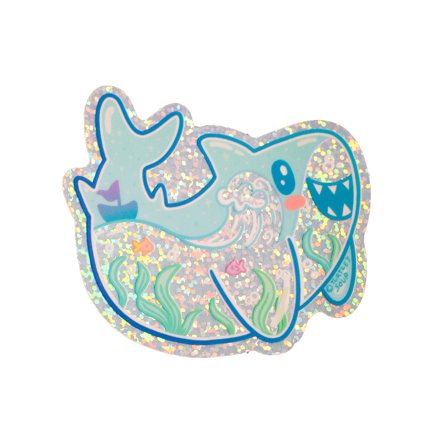 Shark Ocean Dreamy Liquid  Vinyl Sticker (Glitter)