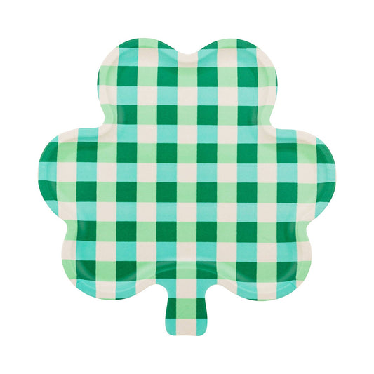 Gingham Shamrock Bamboo Tray