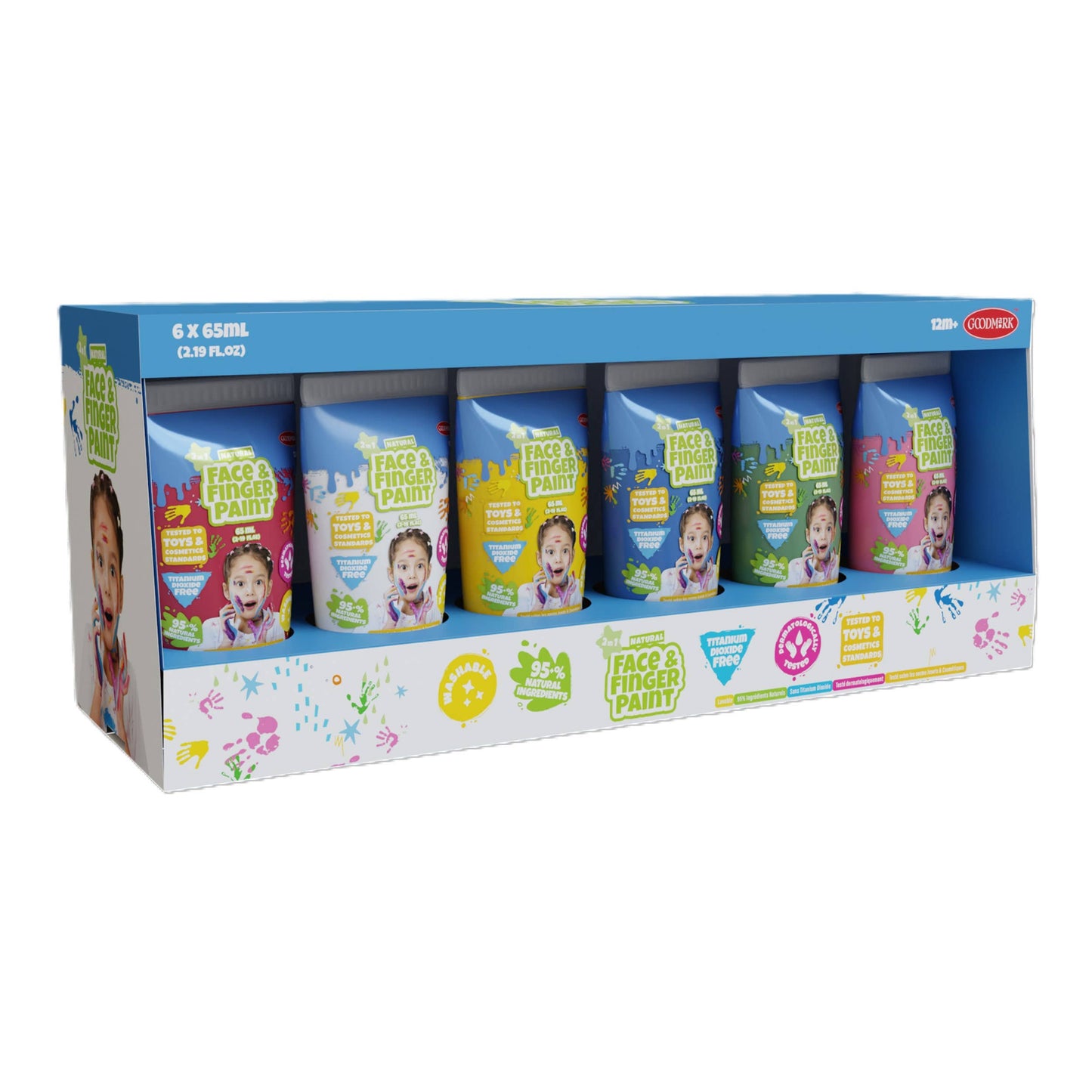 2.3oz Natural Face and Finger Paints - 6pcs