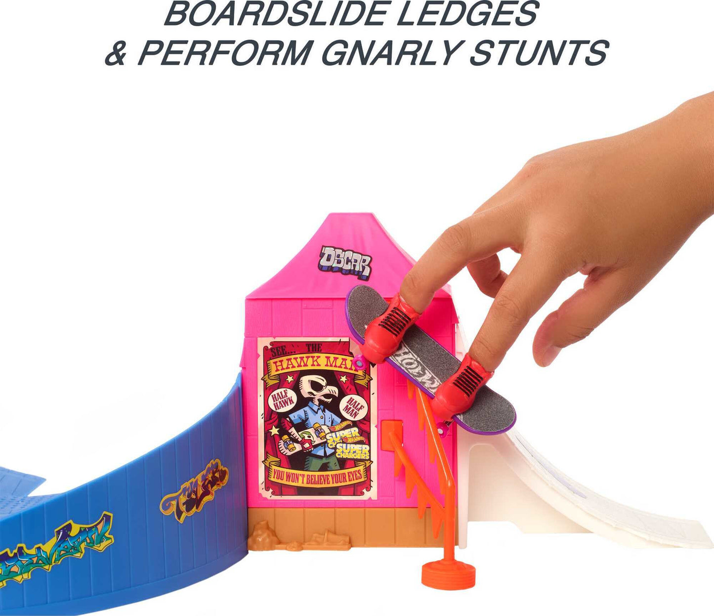 Hot Wheels Skate Amusement Park Playset with 1 Tony Hawk Fingerboard & Pair of Skate Shoes, 10 in