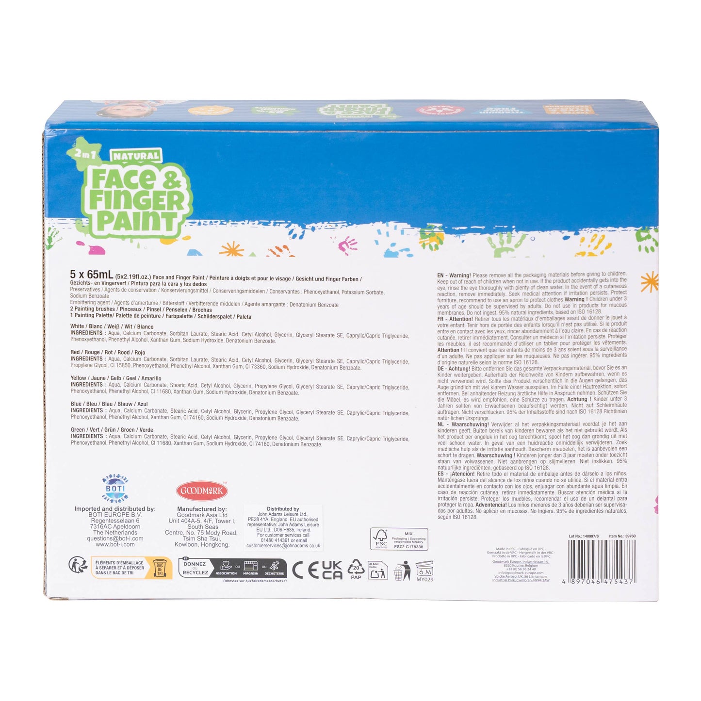 Natural Face & Finger Paint All in One Paint Set