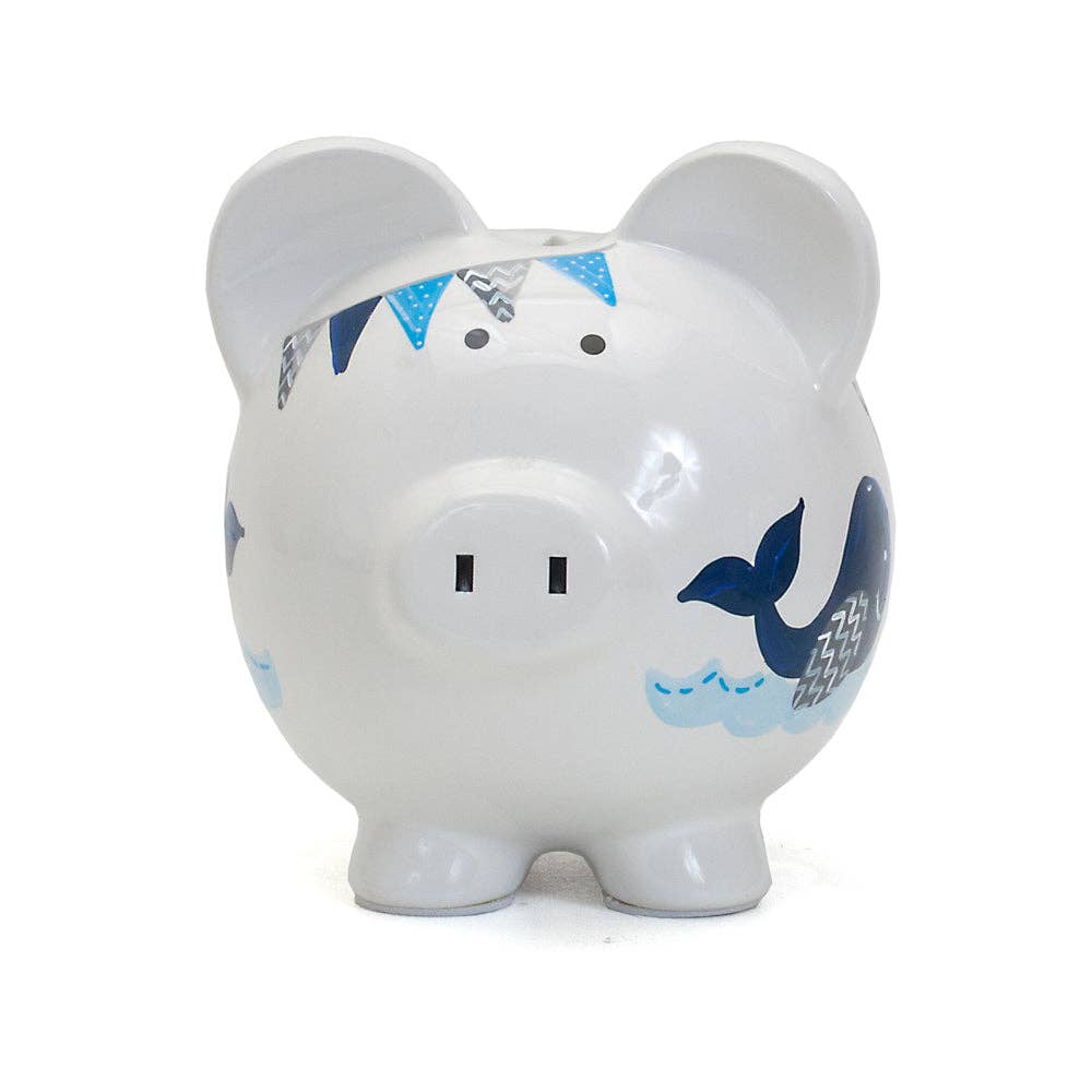 Blue Whale Handpainted Piggy Bank