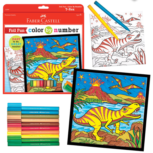 Marker Color by Number T-Rex Foil Fun Kit for Kids