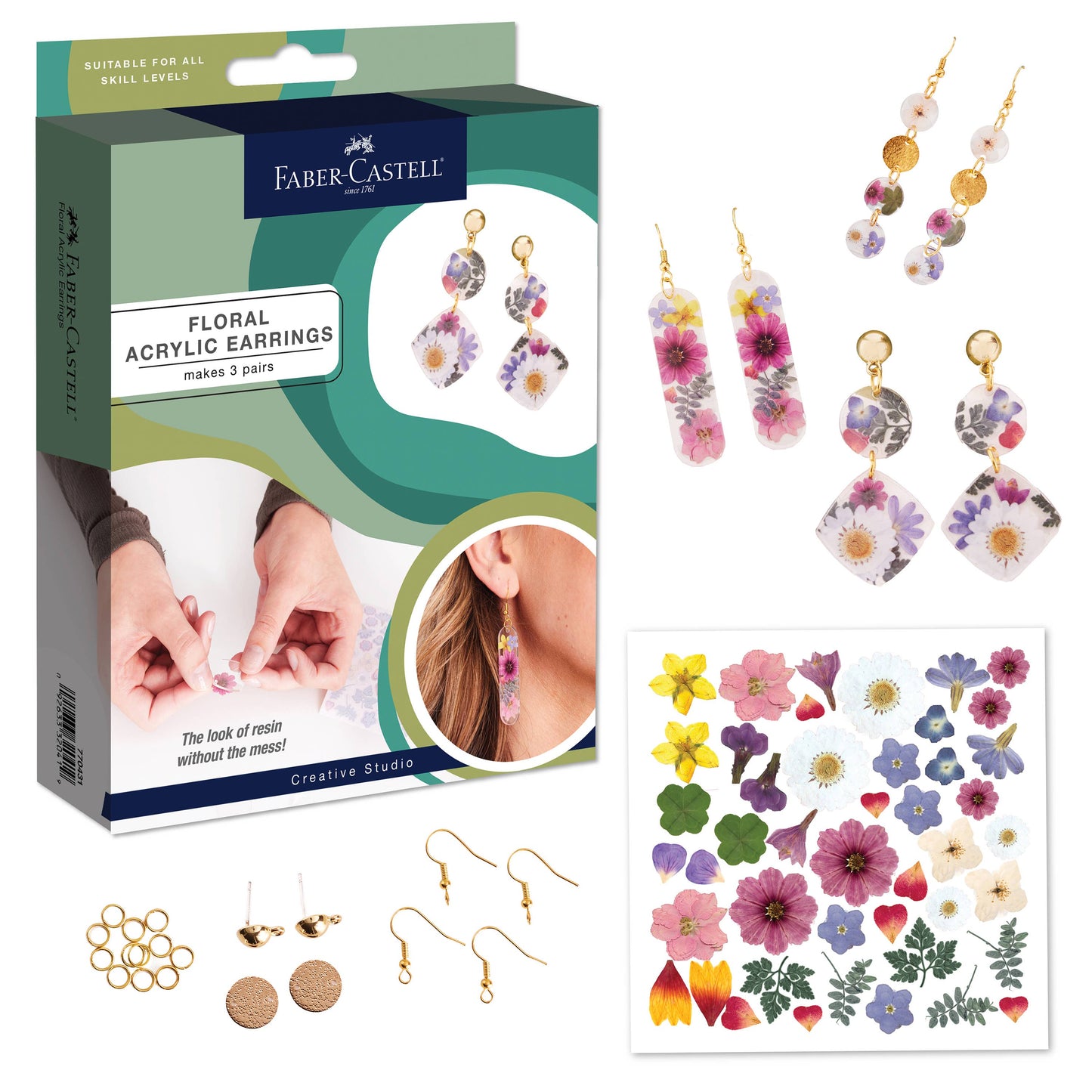 Pressed Floral Earrings - Adult Craft Kit Makes 3 Pairs