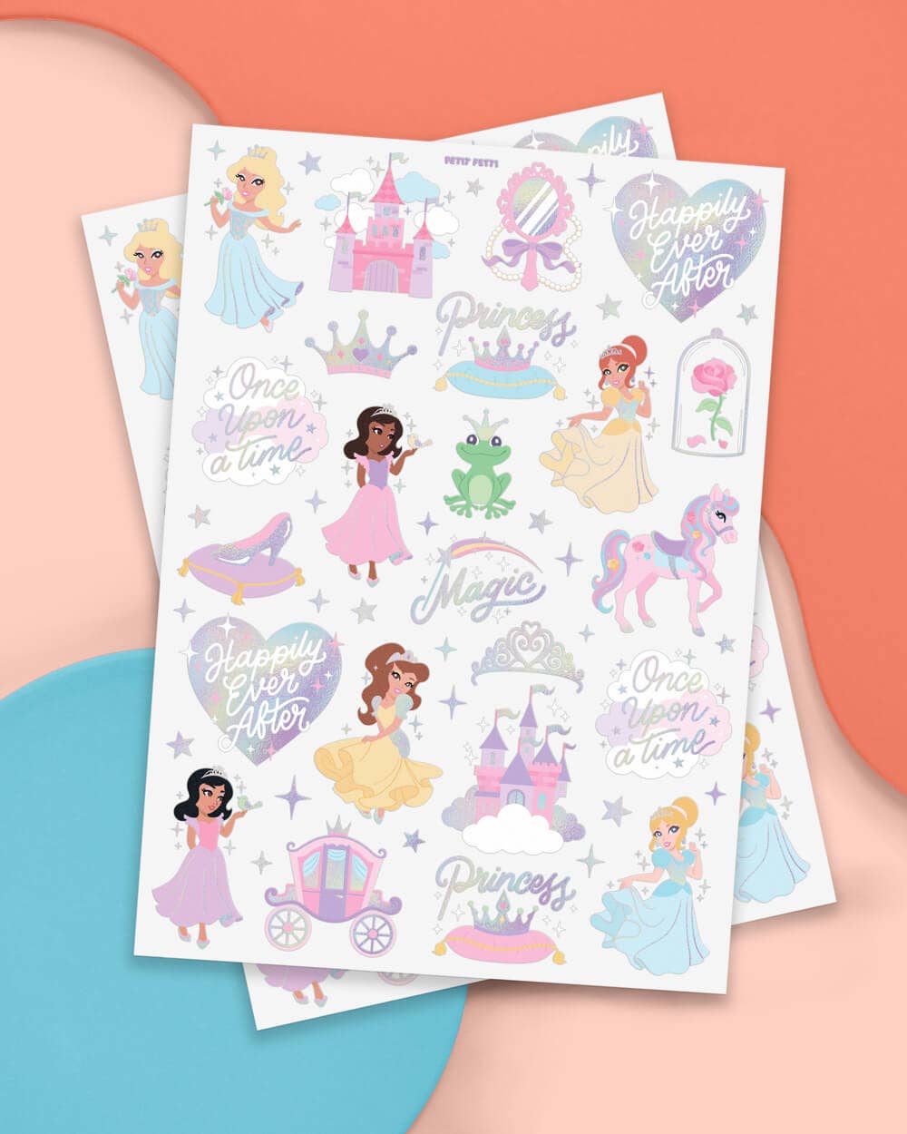 Pastel Princess Party Foil Kids Temporary Tattoos,Bday Favor