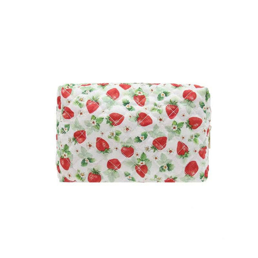 Karma Strawberry Travel Quilted Makeup Cosmetic Vanity Bag