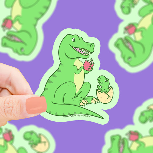 Reading T-Rex Dinosaur Bookish Vinyl Sticker