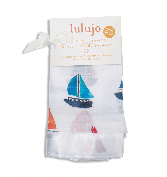 2-Pack Cotton Security Blankets 16" x 16" –  Sailboats