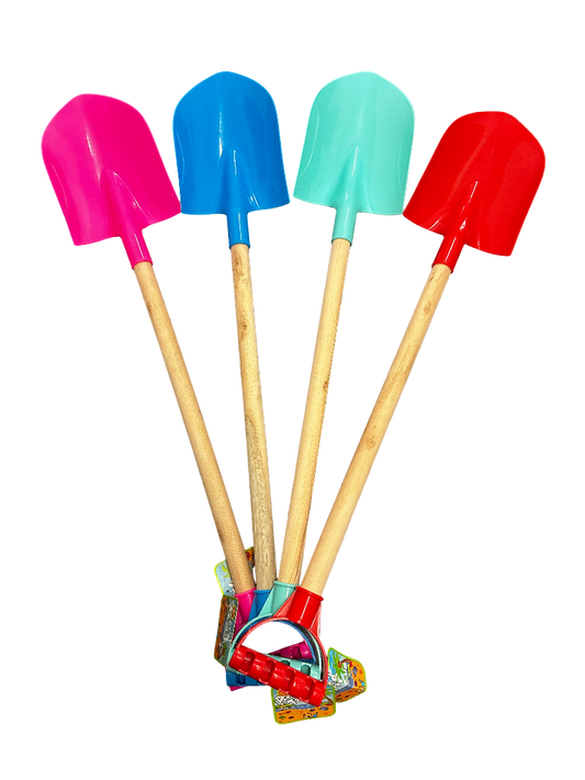 31" Wood and Plastic Beach Shovel with Handle – Assorted Colors