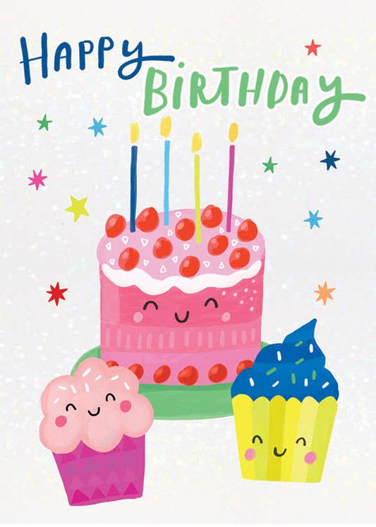 Birthday Kawaii Cakes  Foil Card