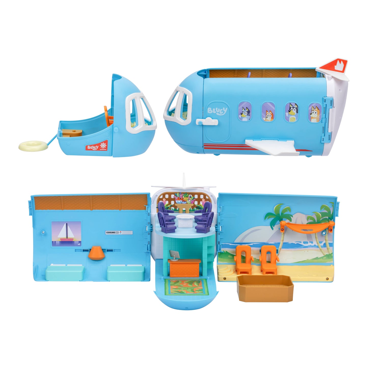 Moose Toys Bluey 3-In-1 Airplane Boat Hotel