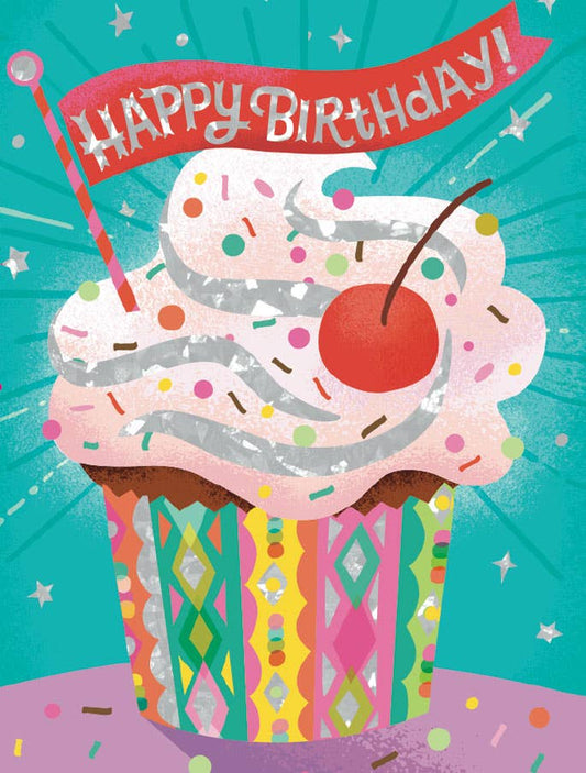 Happy Birthday Cupcake - Foil Gift Enclosure