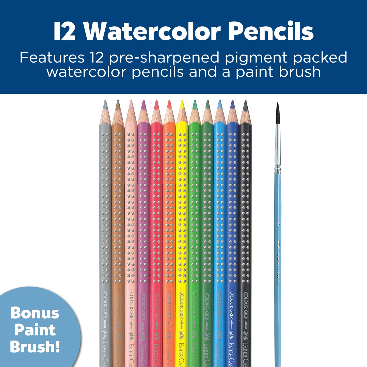 12 Grip Watercolor Pencils with Raised Grip - EcoPencils