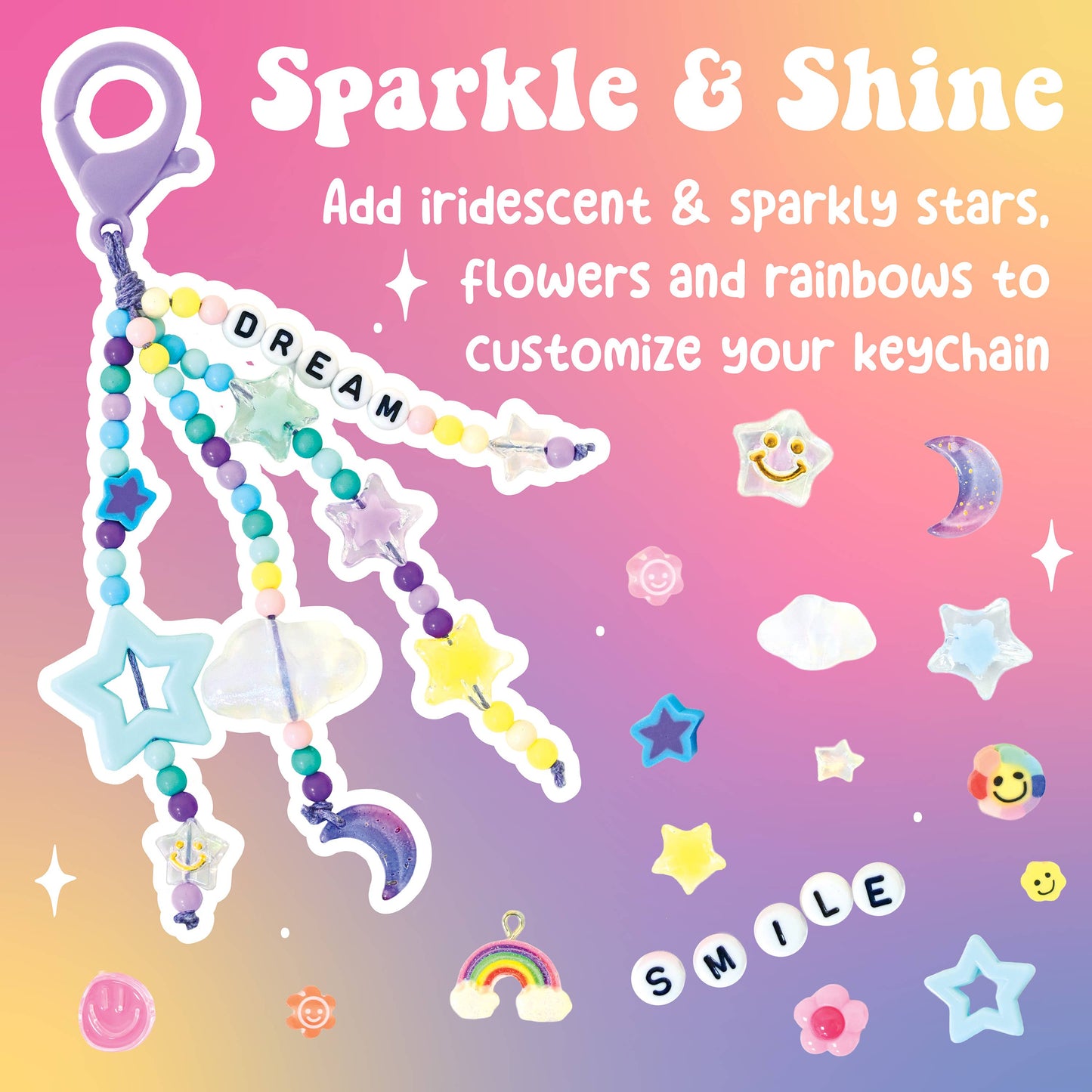 Backpack Keychain Kit for Kids - Makes 2 beaded keychains