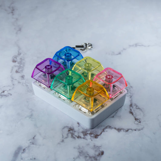 6 Key Rainbow Rocks: Mechanical Keyboard Fidget Keychain