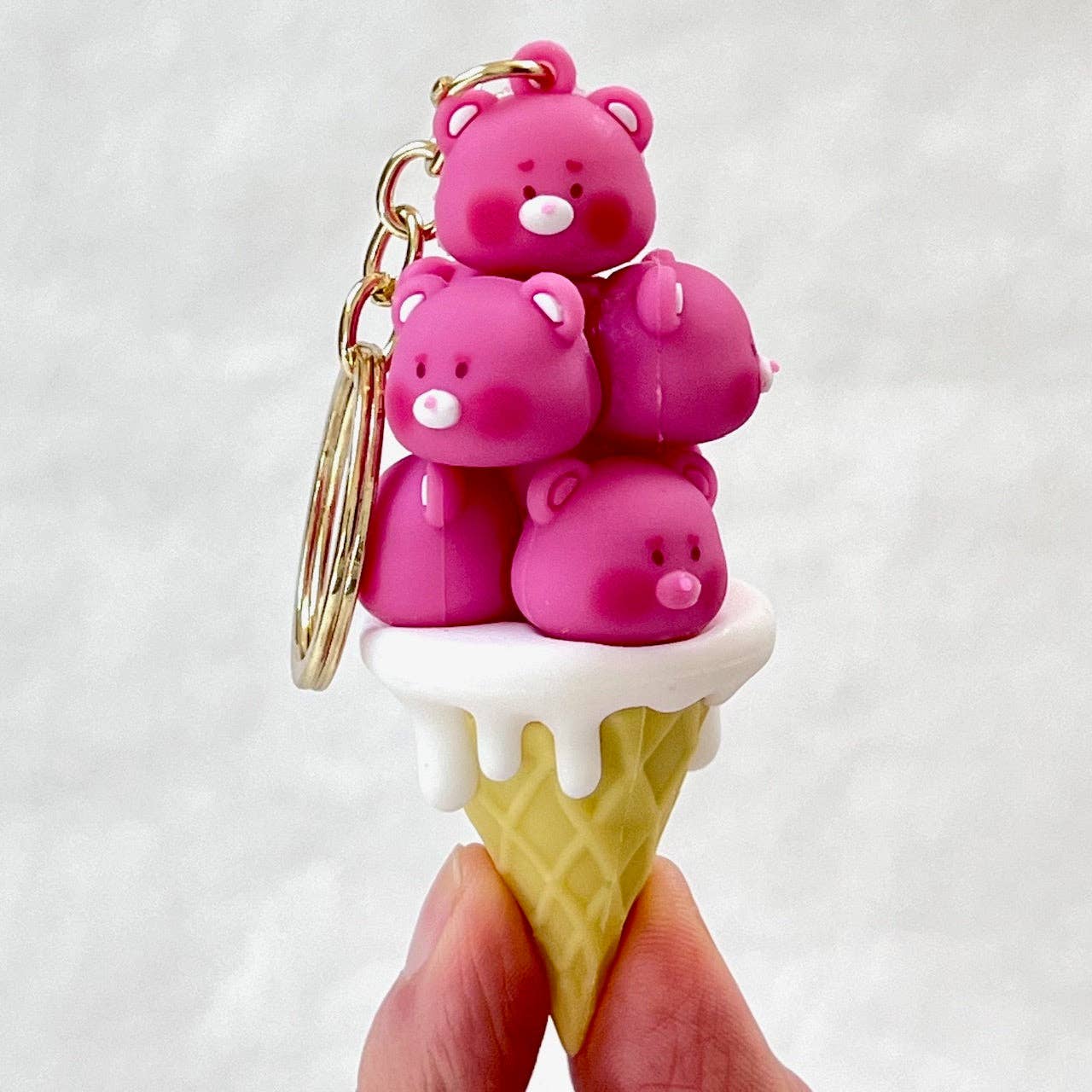 12174 PINK BEAR FAMILY KEY CHARM-12