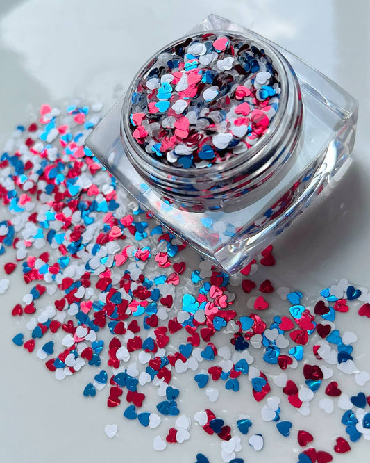 4th of July America USA Heart Fourth Face and Body Glitter