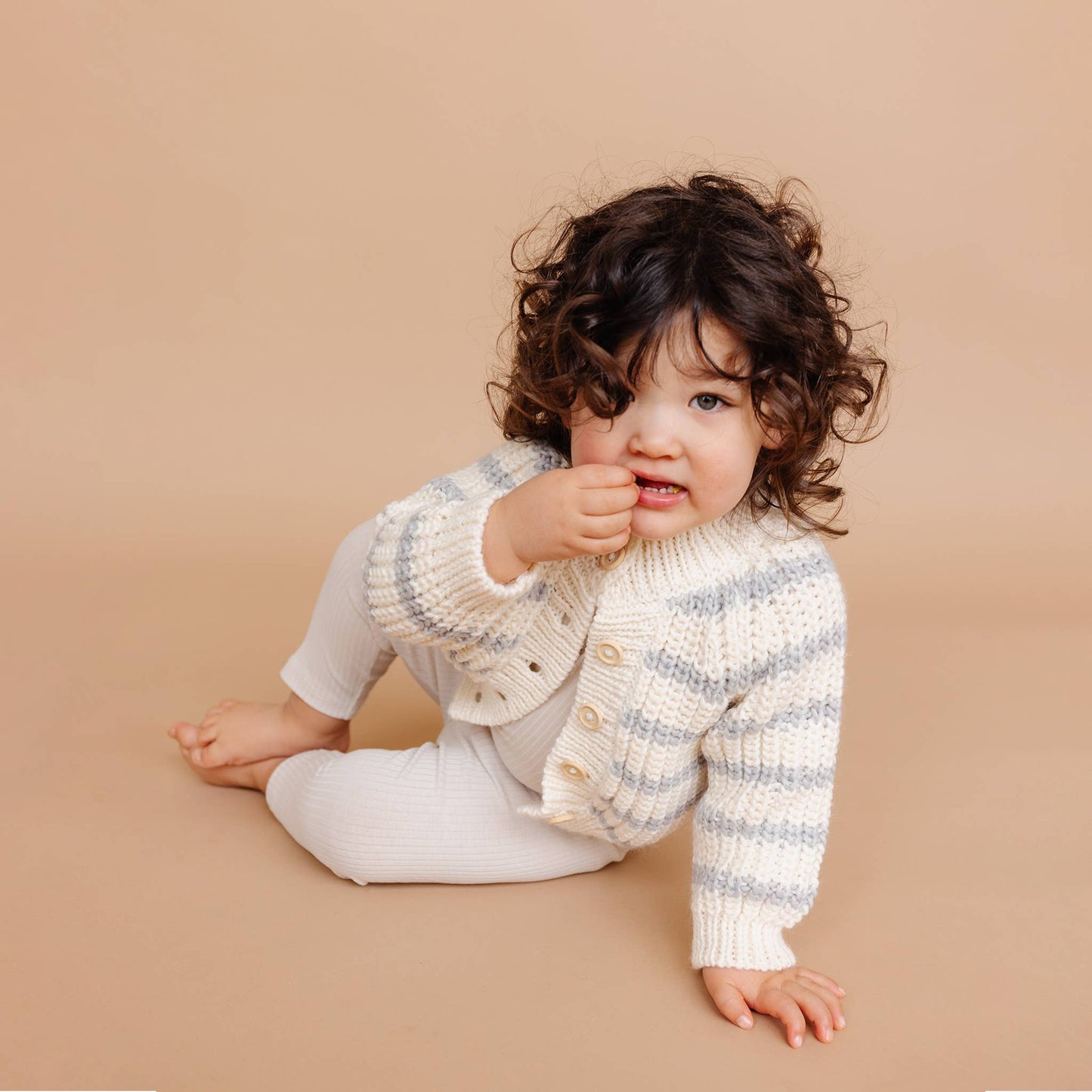 Rib Knit Stripe Cardigan, Bowie Grey Baby Kid Sweater Basics