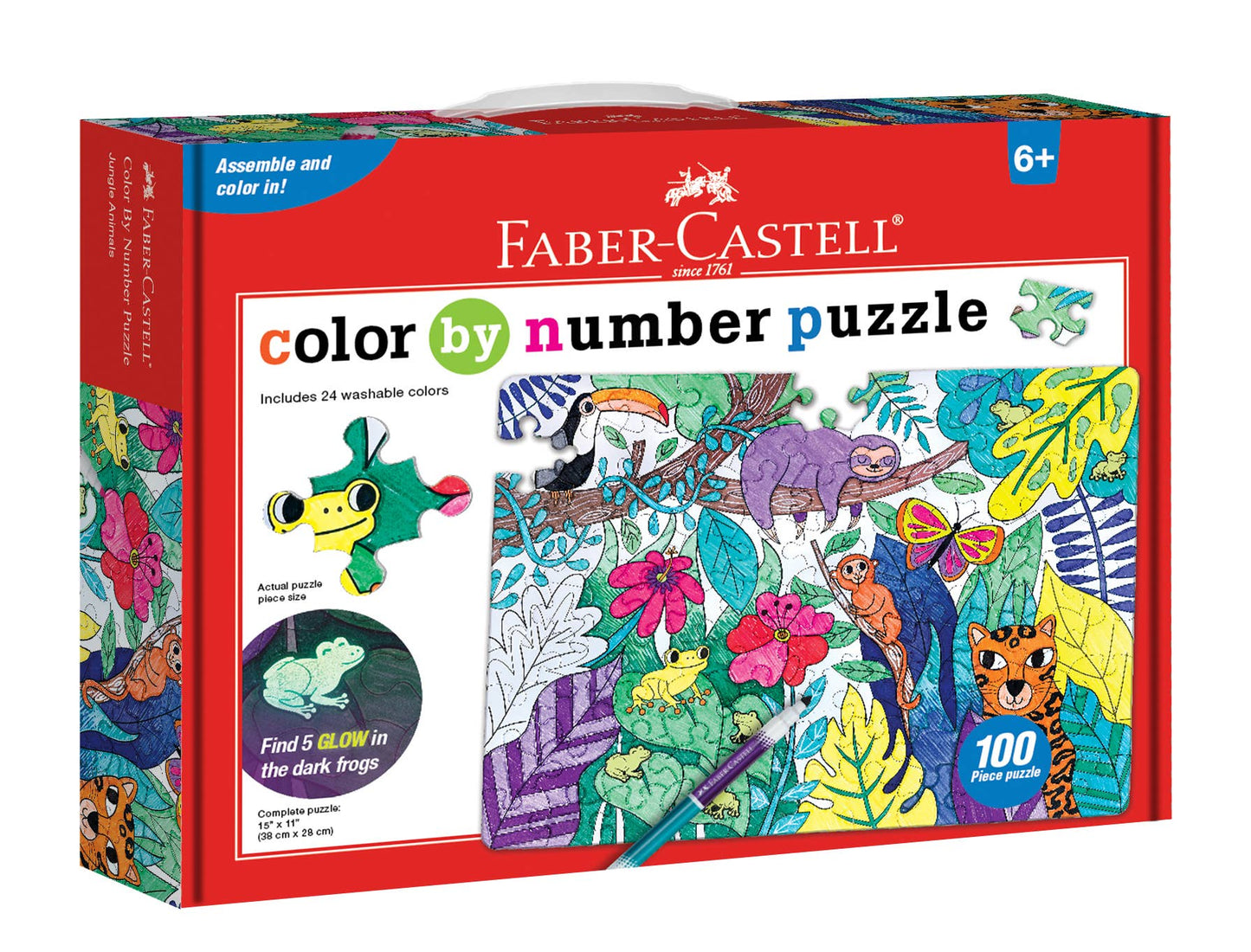 DIY Color by Number Puzzle - Jungle Animals Kit for Kids