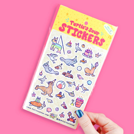 Beach Buds Cute Animals Summer Vinyl Sticker Sheet
