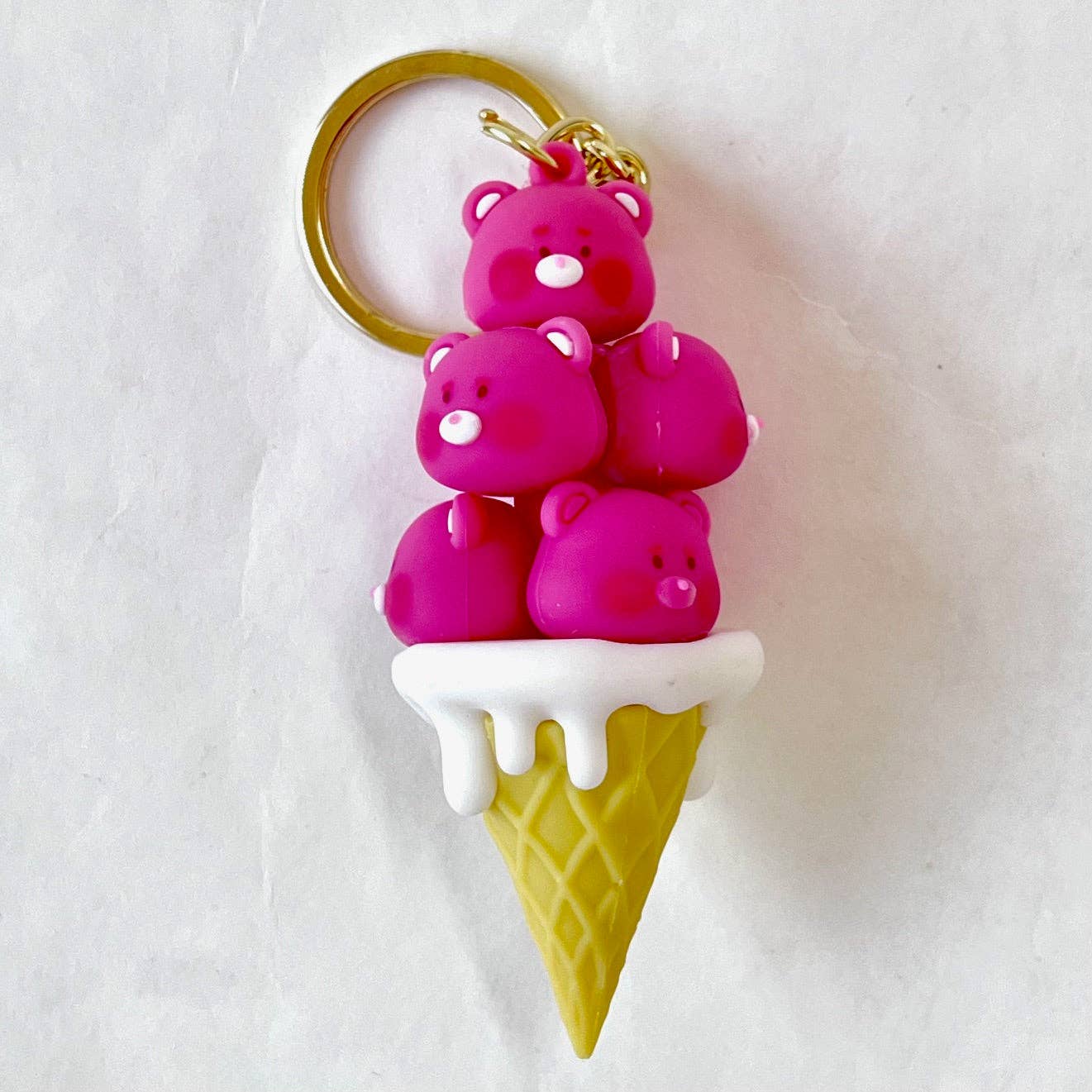 12174 PINK BEAR FAMILY KEY CHARM-12
