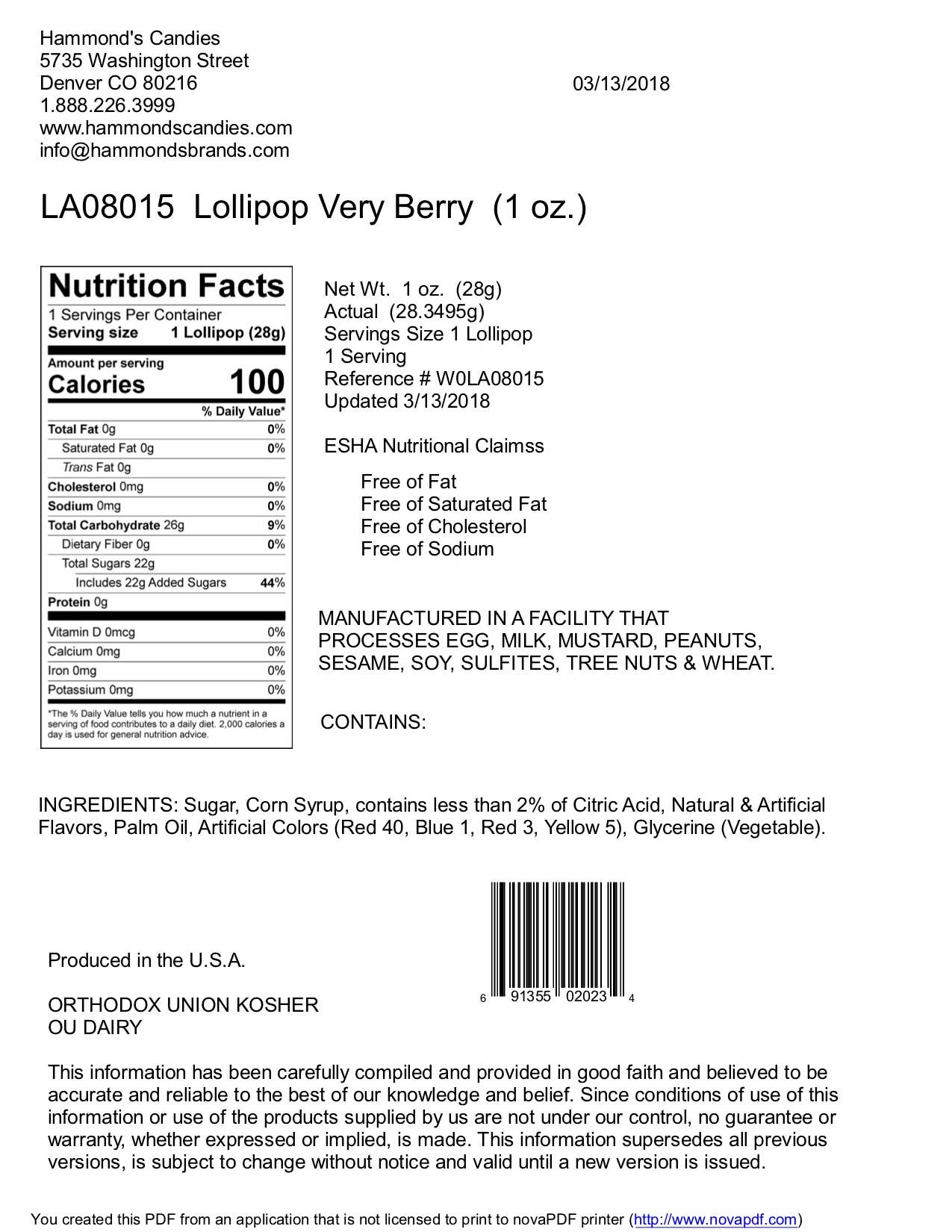Handmade Lollipop - Very Berry - 1 oz