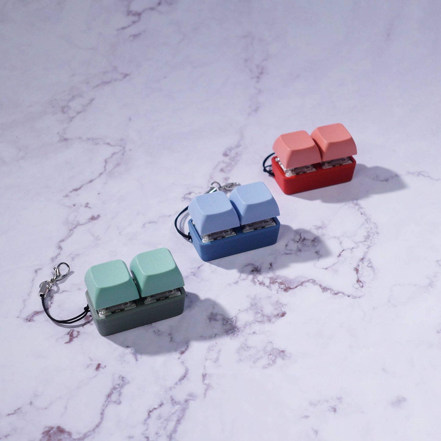 2 Key Mechanical Keyboard Fidget Keychain - Two-Tone Series