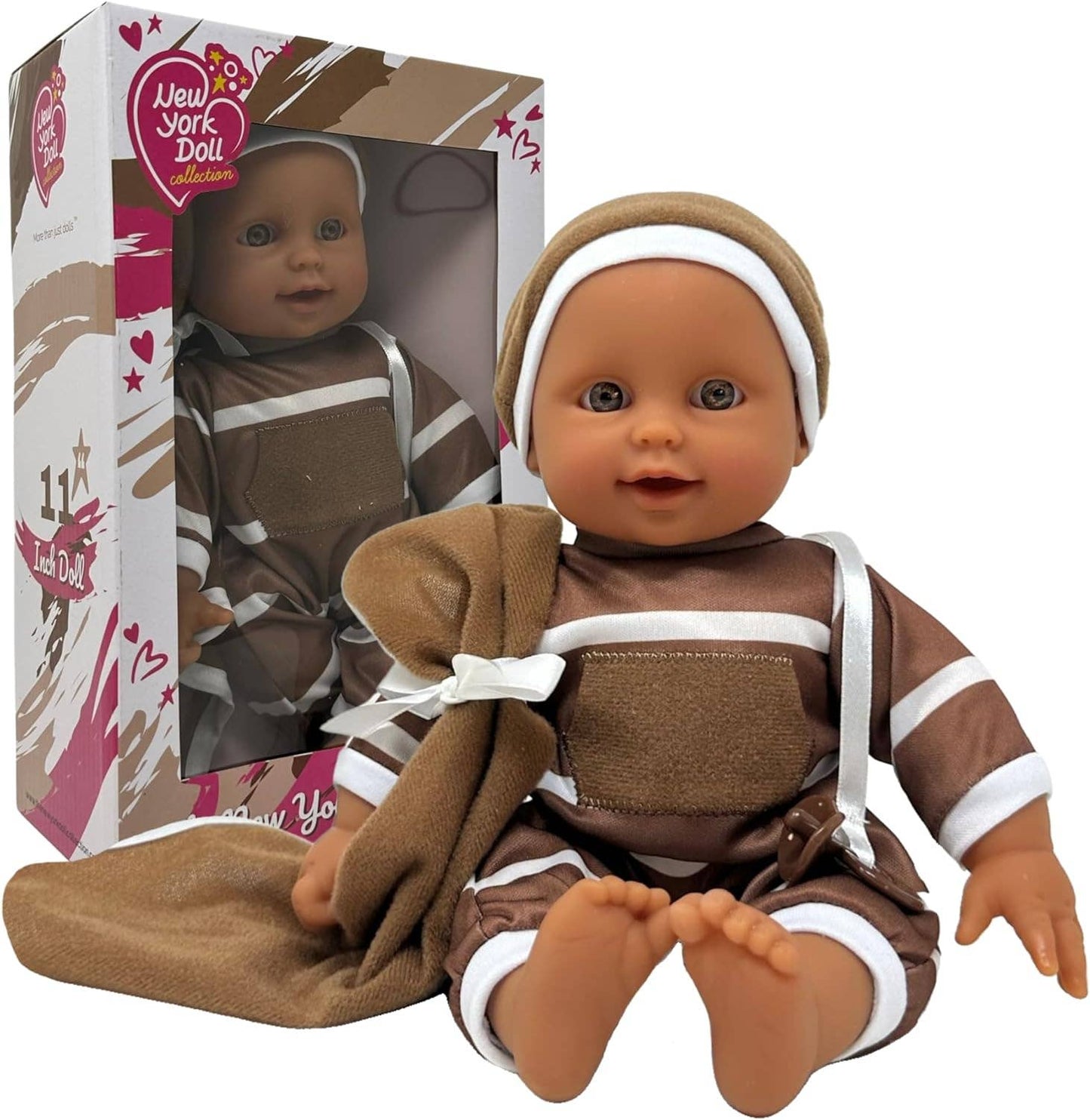 The New York Doll Collection 11" Doll Striped W/ Pacifier