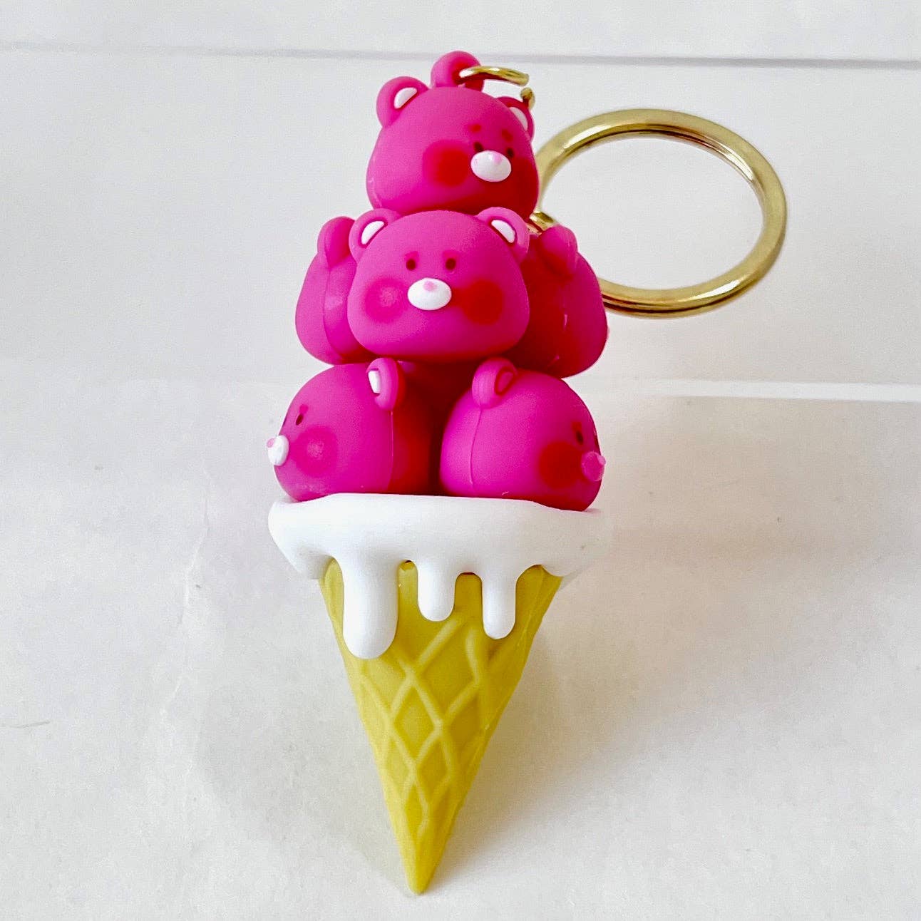 12174 PINK BEAR FAMILY KEY CHARM-12