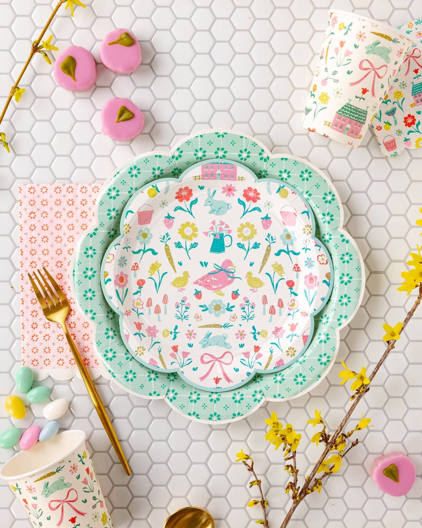 11" Green Wicker Plate