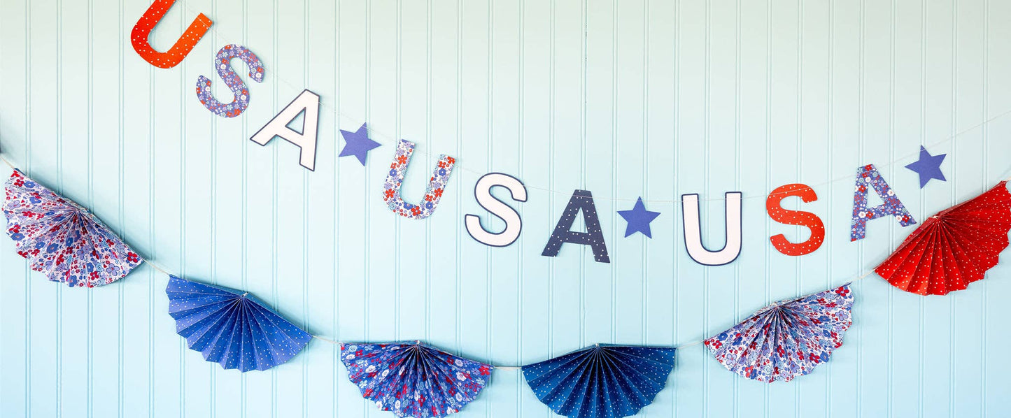 FLA1103 - Floral Americana Bunting Banner