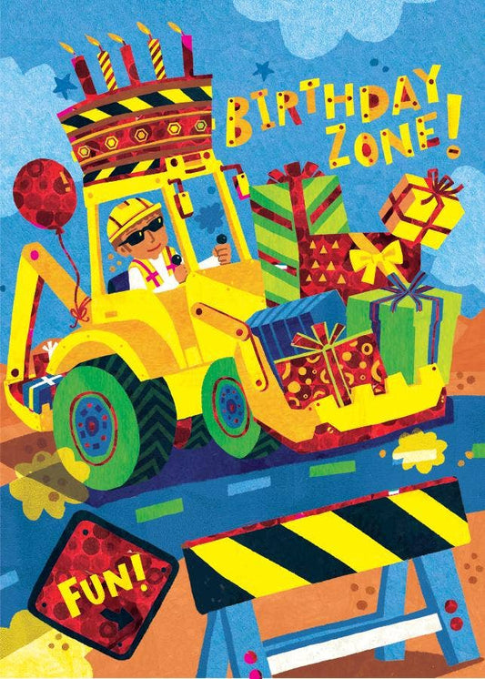 Birthday Backhoe Foil Card