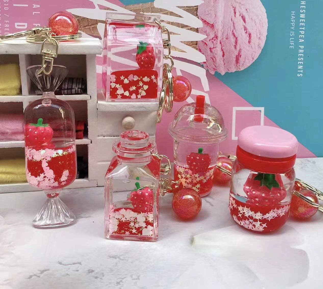 Strawberry Floaty Key Charms