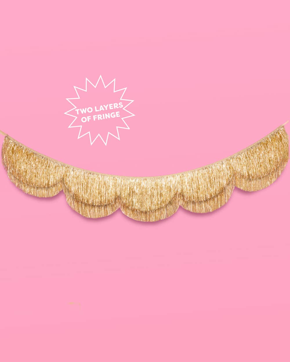 Stay Golden Fringe - scalloped banner, Tinsel, Golden birthday