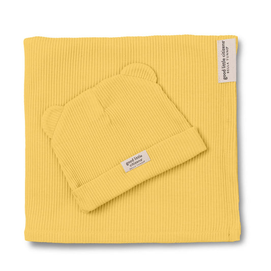 Sunshine Rib Swaddle & Beanie Set