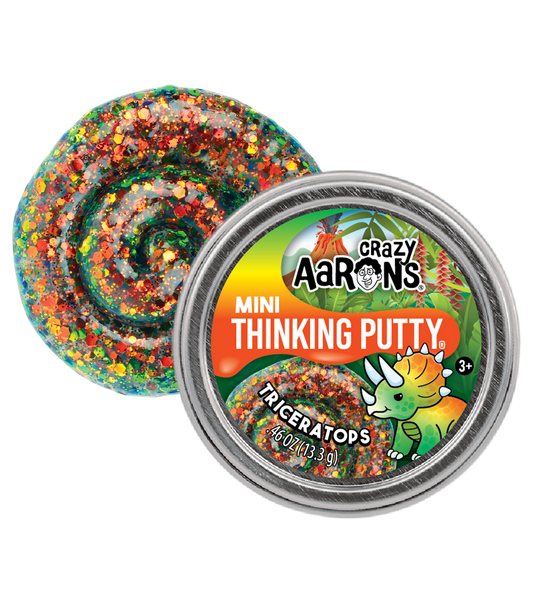 Mini Triceratops - 2" Thinking Putty Tin