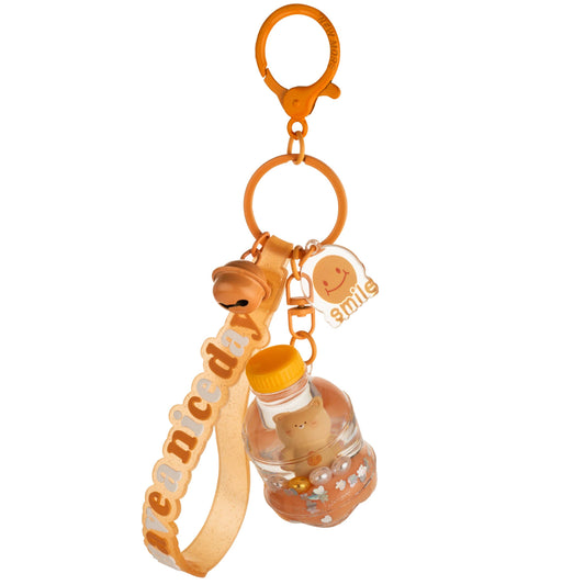 Soda Bottle Liquid Effect Sensory Keychain: Orange Bear