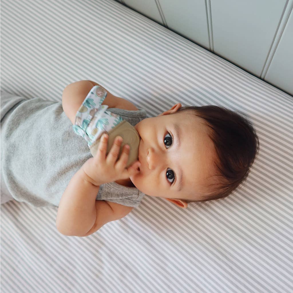 Itzy Mitt™ Silicone Teething Mitts: Lilac Dino